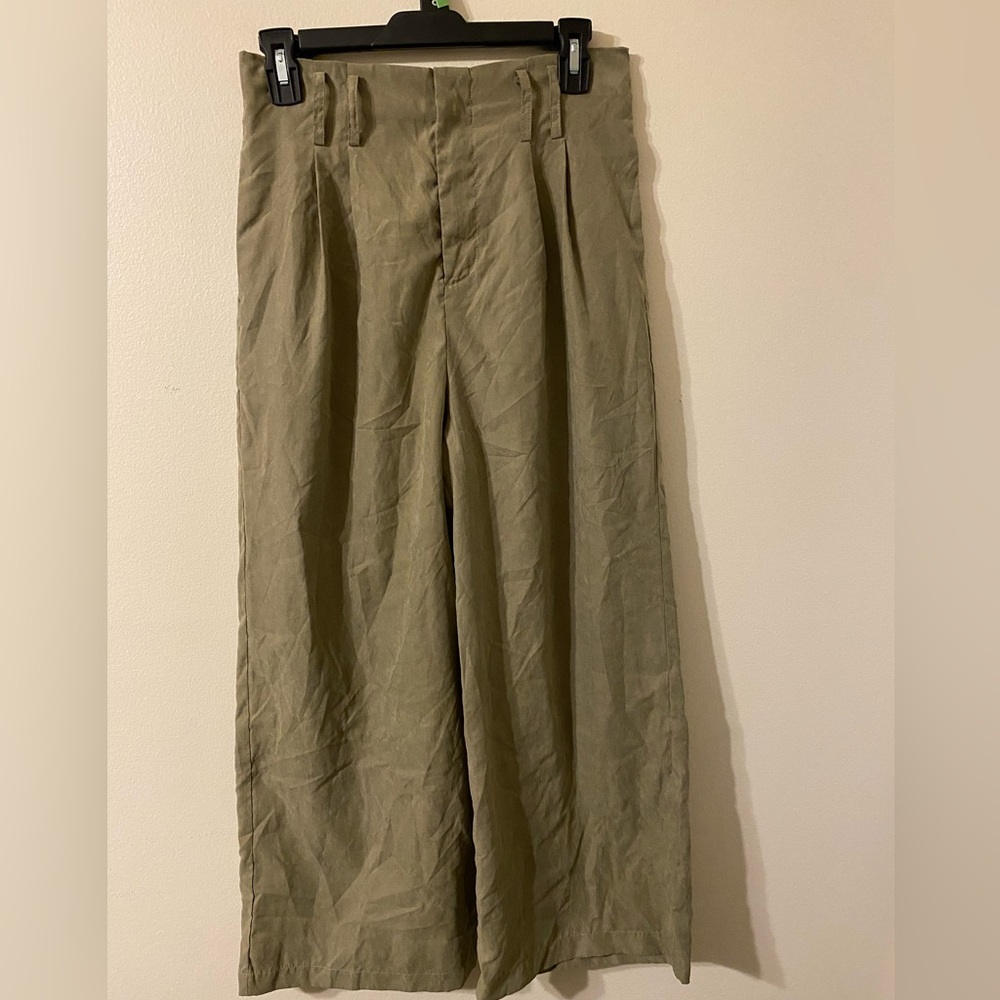 New NWT Sadie & Sage‎ Womens Split Wide Leg Capri Ankle Pants Brown Size Small